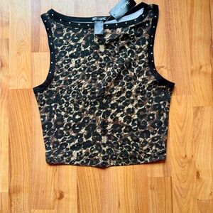 Hot Topic Black and Brown Leopard Tank Top